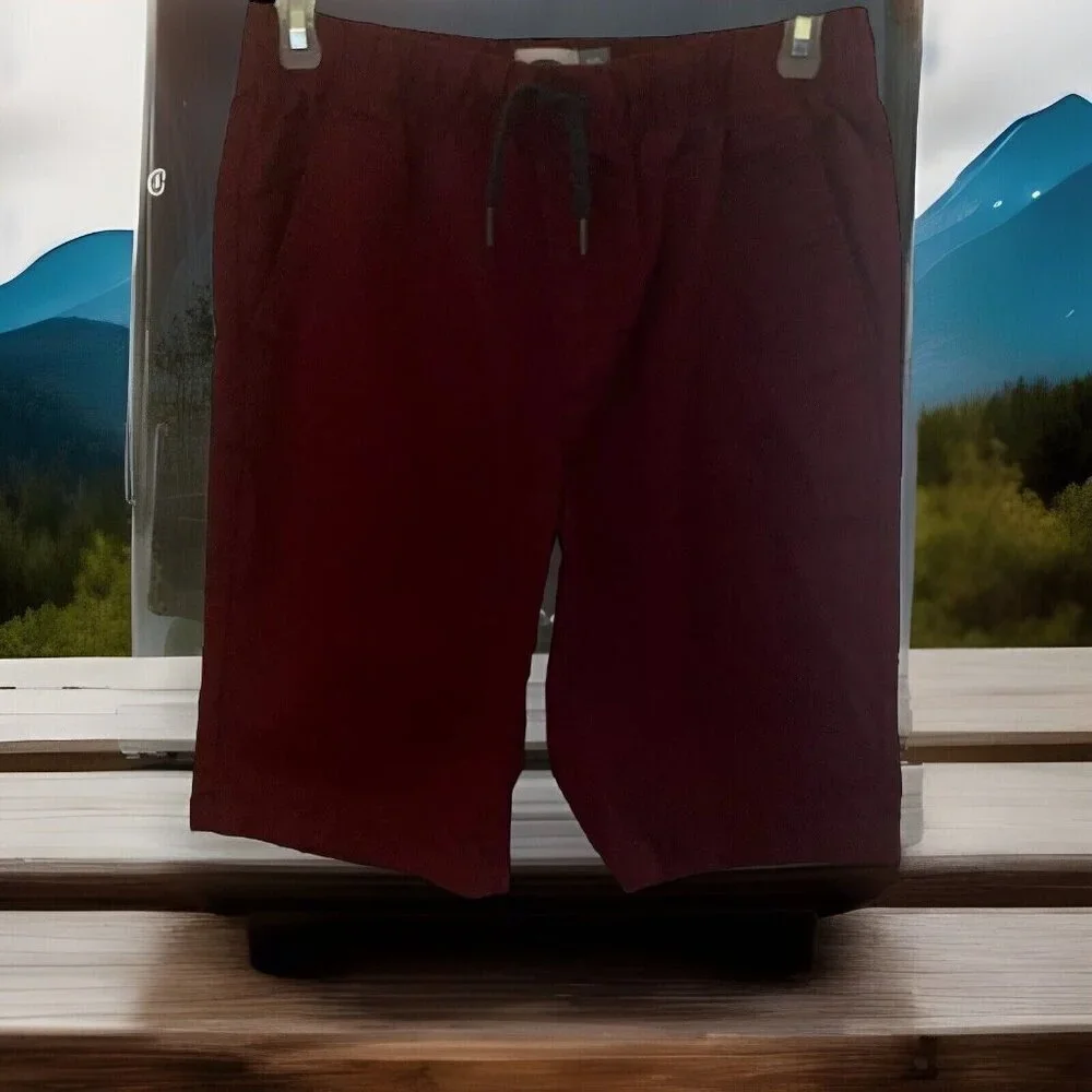 Old Navy Boys Jogger Shorts Size XL 14-16 Burgundy Pull On Drawstring